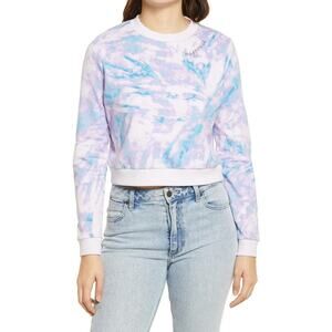 BP. NEW $39‎ Crewneck Pullover Sweatshirt Purple Tie-Dye Happiness Medium